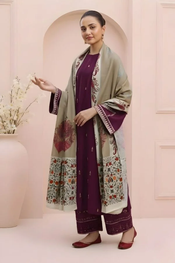Unstitched Embroidered Lawn Suit 3pc With Digital Printed Dupatta