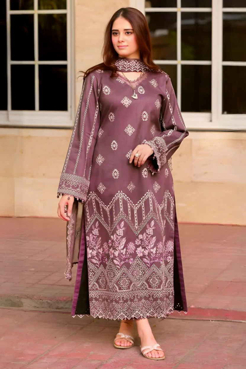 New Unstitched Heavy Embroidered Dhanak Suit With Embroidered Dhanak Shawl