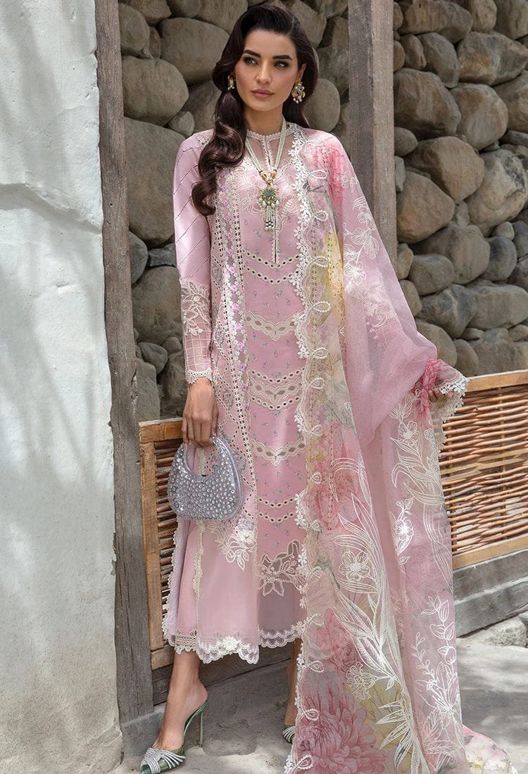 CM-2600 Lawn Unstitched 3pc Embroidered Suit With Embroidered Poly Lawn Dupatta