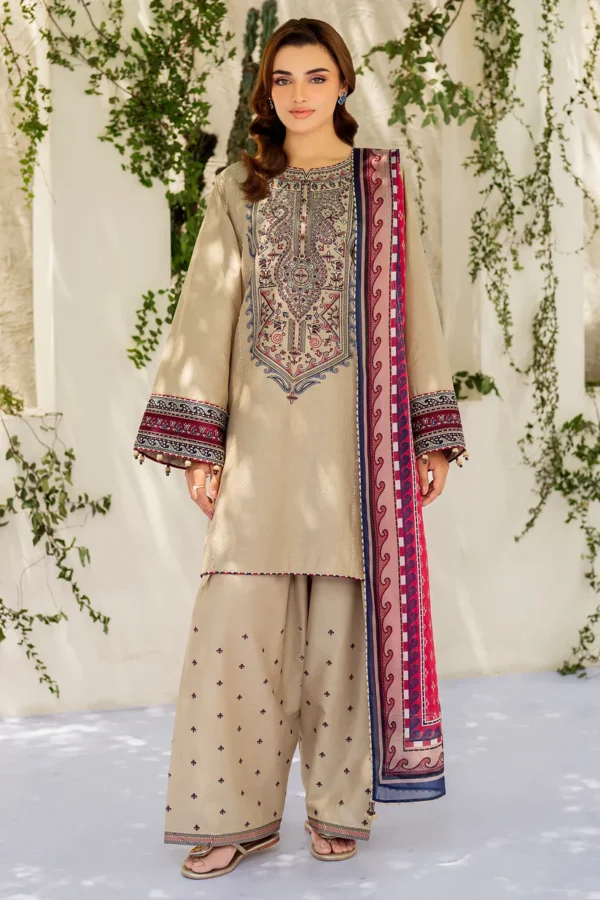 ZB-21 Unstitched Fully Embroidered Lawn Suit With Slub Cotton Printed Dupatta