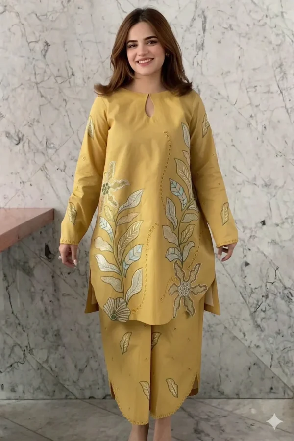 MB-2840 2 Piece-Unstitched Embroidered Lawn With Lawn Embroidered Trouser