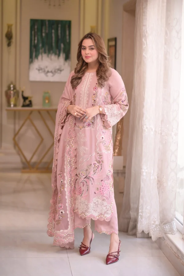 Aneelas Lawn Unstitched Embroidered with cotton Net heavy Embroidered Duppata