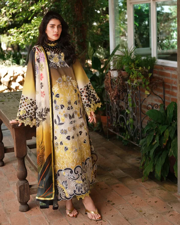 BQ-209 Lawn Unstitched Digital Printed Shirt With Patch With Printed Lawn Dupatta