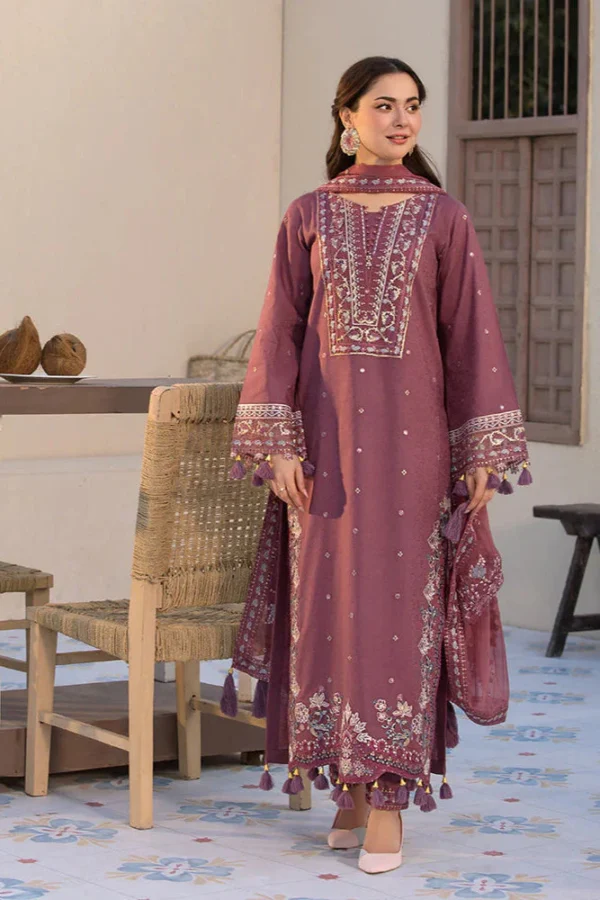 MM-11 LAWN-3PC Embroidered Shirt with Chiffon Embroidered Dupatta