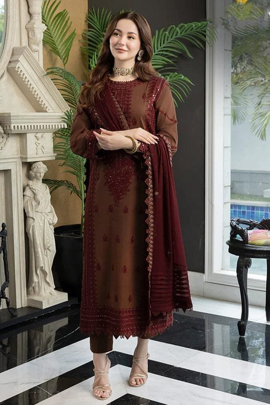 SR-AJ56 Unstitched Embroidered Lawn Suit With Embroidered Lawn Dupatta
