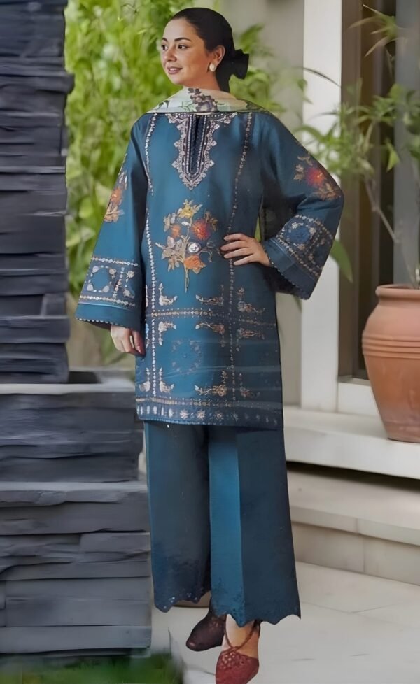 Unstitched Embroidered Lawn Suit 3pc With Digital Printed Dupatta Add to wishlist