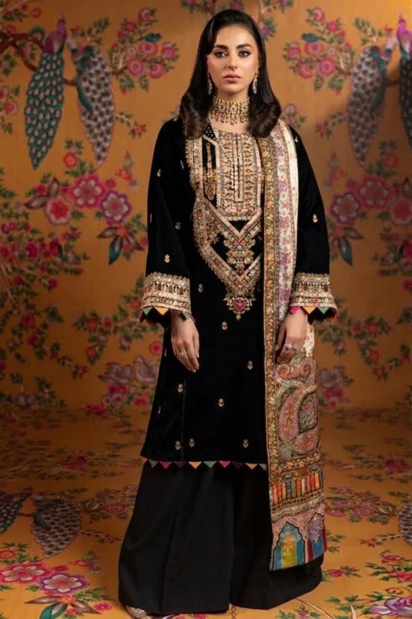 AA-41 Unstitched Embroidered Lawn Suit 3pc With Digital Printed Dupatta