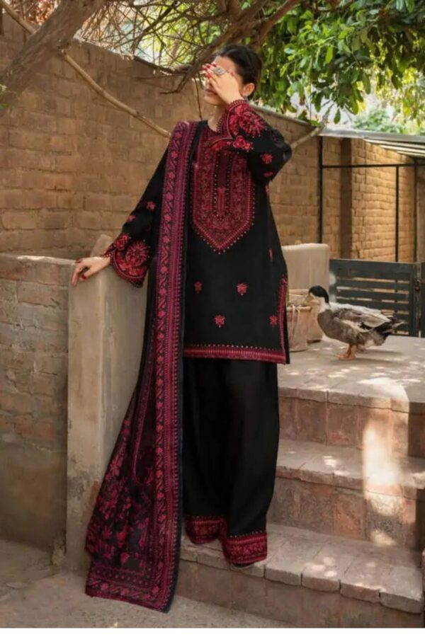 ZS-125 Unstitched Heavy Embroidered Dhanak Suit with Heavy Embroidered Dhanak Shawl