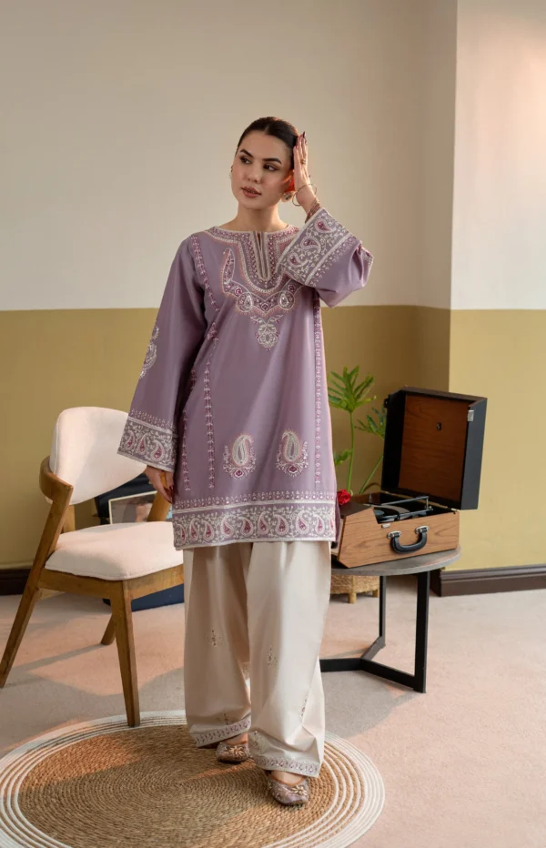 MB-2825 2 Piece-Unstitched Embroidered Lawn With Lawn Embroidered Trouser