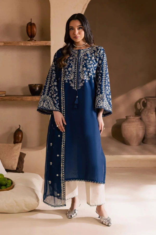 BT-2835 3 Piece – Unstitched Embroidered Lawn Fabric with Embroidered Chiffon Dupatta
