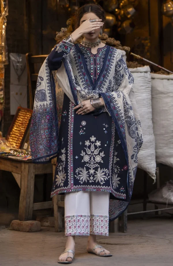 3 Piece – Unstitched Dhanak Stuff Full Embroidered Suit With Printed Wool Shawl