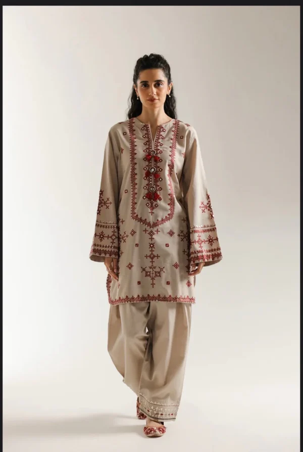 BT-2820 2 Piece-Unstitched Embroidered Lawn With Lawn Embroidered Trouser