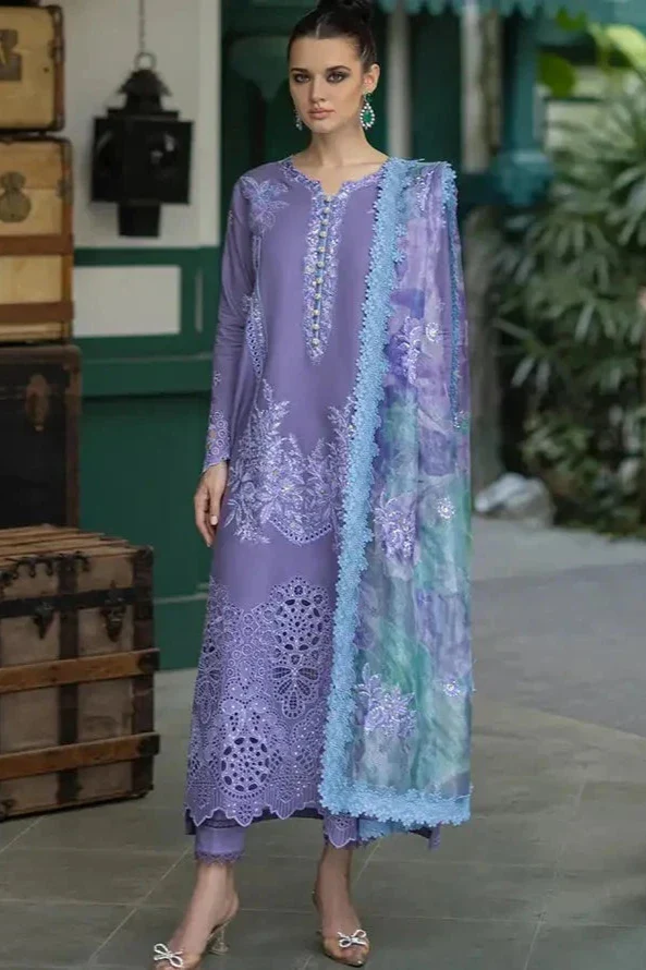 OR-86 Lawn Unstitched 3pc Fully Embroidered Suit With Silk Printed Dupatta